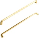 Brushed Brass Cabinet Handles, Modern Drawer Pulls for Kitchen, Cabinet Hardware for Bedroom, 12-3/5 Inches Center to Center, 6 Pack
