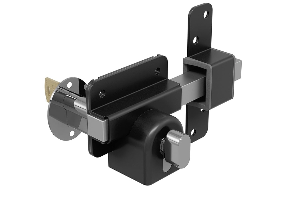 Gatemate Long Throw Gate Lock 1490116, Euro Profile Gate Lock for Sheds, Gates & Garage Doors, Keyed outside & inside Thumb Turn, 316 Stainless Steel, for Wooden Gates & Doors up to 2¾” (70Mm), 5 Keys