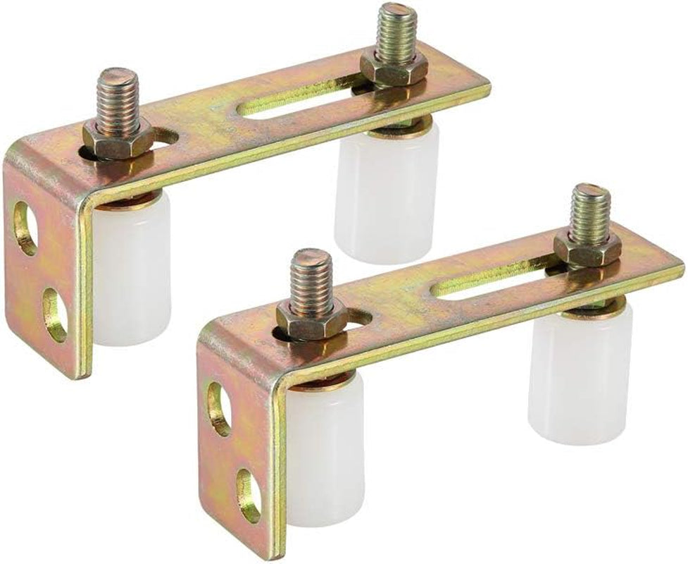 Skelang Slide Gate Guide Roller with L Post Bracket, Adjustable Dual Nylon Rollers Gate Assembly Support for Sliding Rolling Gates 2-5/16" Max Capacity, Pack of 2