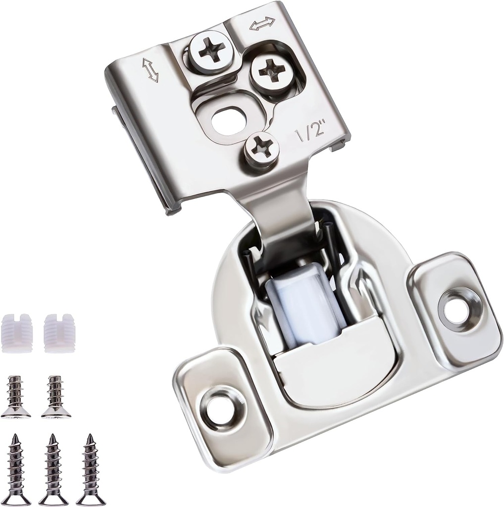 Soft Close Cabinet Hinges, HTCELLE 50 Pack 25 Pair 1/2 Inch Overlay Self Slow Closing Door Hinges for Kitchen Cabinets, Face Frame Cabinet Concealed Hinges with Built-In Damper, 3 Way Adjustability