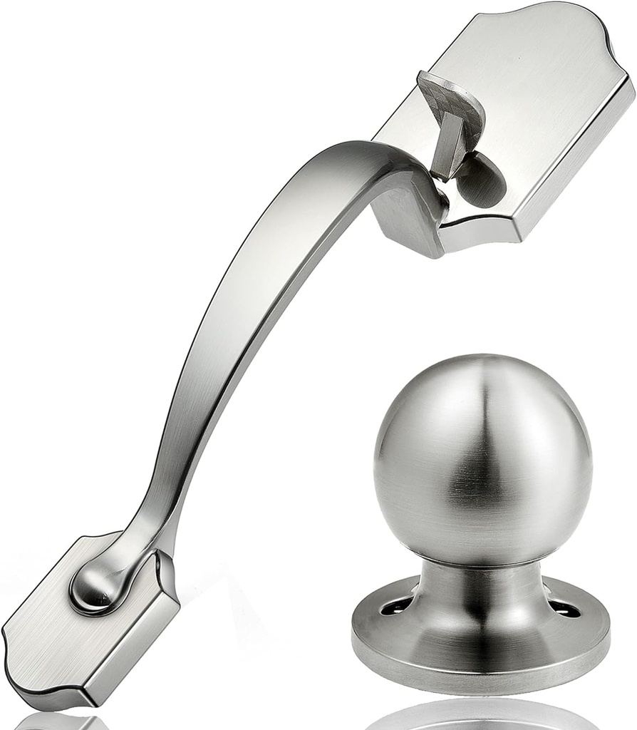 Elemake Front Door Handle - Exterior Door Handle No Lock, Heavy Duty Interior Door Handle Set with Knob and Reversible Lever, Brushed Nickel Finish Entry Handleset