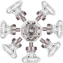 8 PCS Glass Crystal Dresser Cabinet Knobs Brushed Nickel, Octagon Knobs and Pulls for Dresser Drawers, Bathroom Kitchen Cabinet Drawer Knobs Set, LS-014