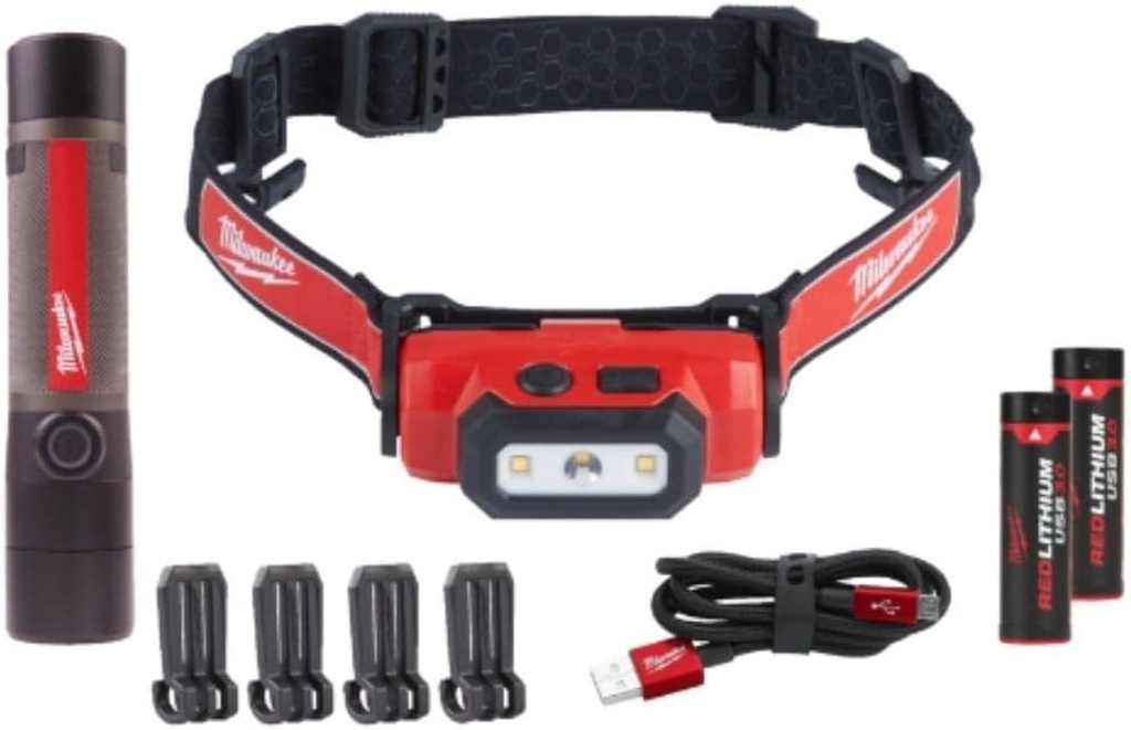 4933492105 L4FMLED + L4HL. Incluye 4 Clips Para Casco. Se Suministra Con 2 Baterías L4B3 Y Cable Micro USB, En Blíster Power Type, Multicolor