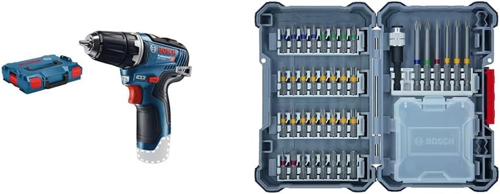 GSR 12V-35 (Body Only, L-Boxx) Brushless 12V D/Driver + 2607017464 40 Pieces Drill Set, Amazon Exclusive (Pick and Click, Extra Hard Screwdriver Bits, with Universal Holder), Set of 40