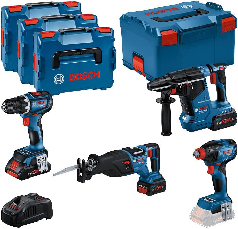 Kit of 4 Bosch GSR/GDX/GBH/GSA Tools 1 4.0Ah + 2 X Procore 18V 5.5Ah-0615990N37