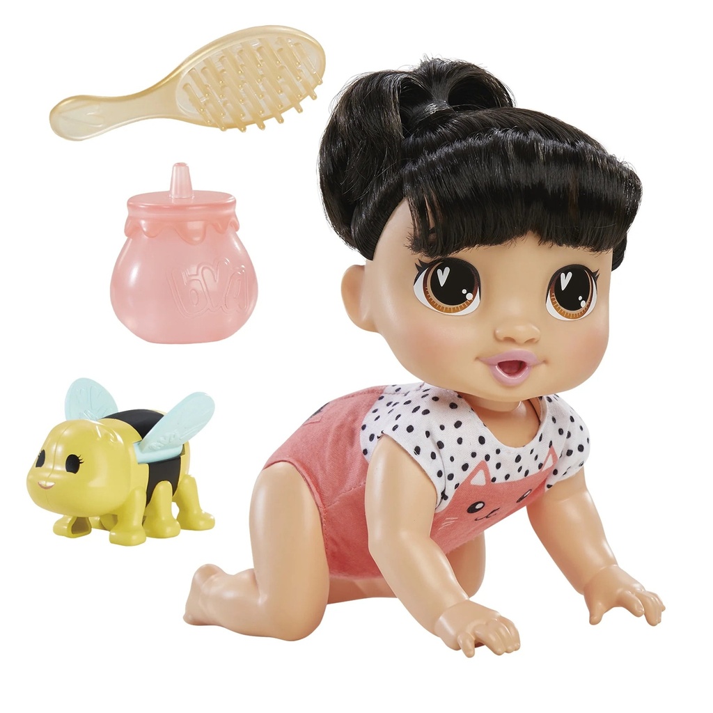 Baby Alive Crawl 'N Play Katie Kat Doll, Black Hair, Electronic Kids Toys for Girls & Boys 3+