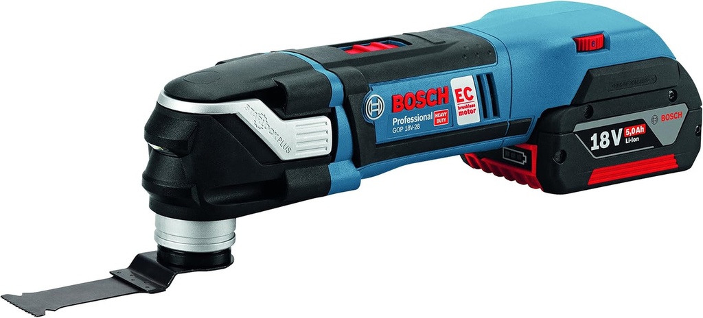 GOP 18 V-28 Cordless Multi-Cutter with 2 X 18 V 5 Ah Lithium-Ion Batteries and 16 Accessories, L-Boxx - Black/Blue