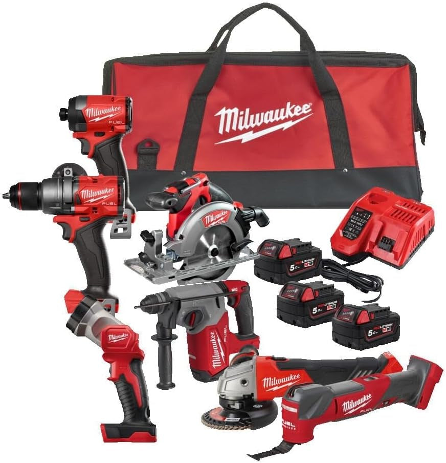 M18 FPP7A3 Fuel 18V Cordless Brushless 7 Piece Power Tool Kit 3 X 5Ah Li-Ion
