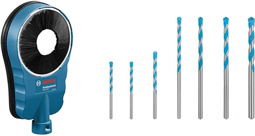 GDE 162 Dust Extraction System (All Drilling Tools with Max. 162 Mm Drilling Diameter) + 7 Pc, Expert CYL - 9 Multi Construction Drill Bit Set (For Concrete, 5-10 Mm, Accessories)