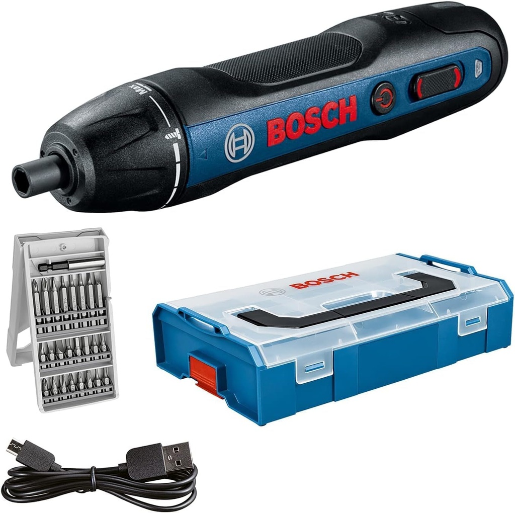Bosch GO Cordless Screwdriver (Incl. 25-Piece Bit Set, USB Charging Cable, L-BOXX Mini) – Amazon Exclusive Set