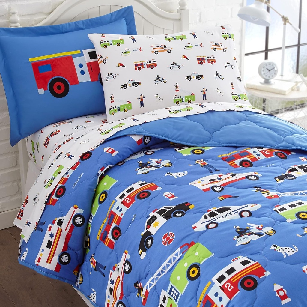 Wildkin Kids 5 Pc Twin Bed in a Bag for Boys and Girls, Microfiber Bedding Set Includes Comforter, Flat Sheet, Fitted Sheet, One Pillow Case and One Sham (Heroes)