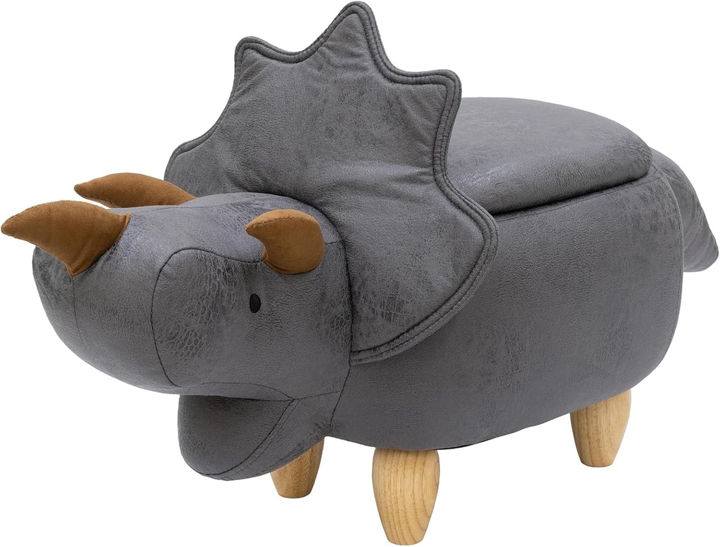 Pearington Dinosaur Ottoman with Storage, Furniture for Living Room, Gameroom, Playroom, Bedroom Décor,Soft Animal-Shaped, Grey