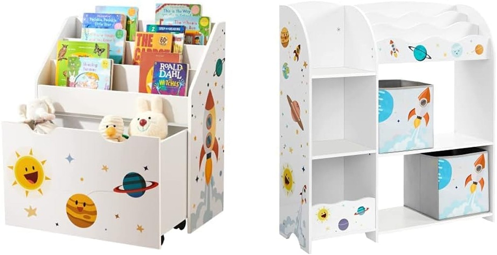 SONGMICS Kids Bookcase and Toy Organizer Bundle (2 Items)