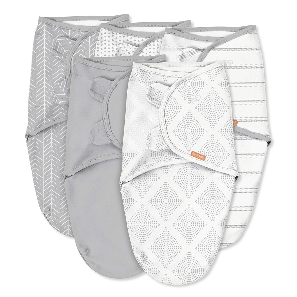 Swaddleme Original Swaddle – Size Small, 0-3 Months, 5-Pack (Grays for Days )