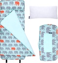 Wildkin Original Nap Mat with Reusable Pillow for Boys & Girls, Perfect for Elementary Daycare Sleepovers, Features Hook & Loop Fastener, Cotton Blend Materials Nap Mat for Kids (Elephants)
