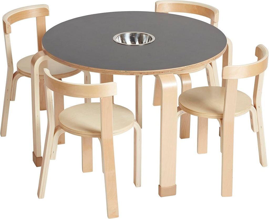 Ecr4Kids Bentwood Chalkboard Table and Chair Set, Kids Furniture, Natural, 5-Piece