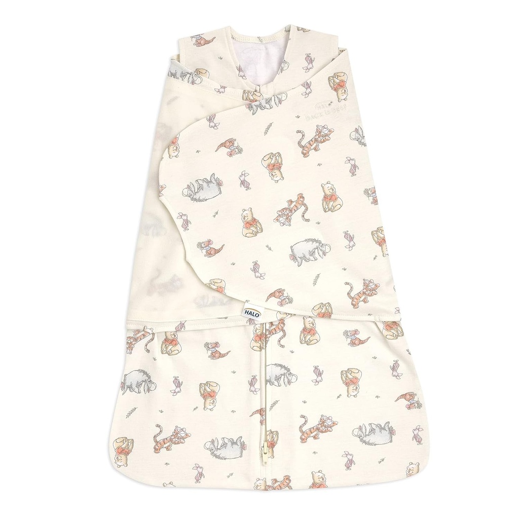 HALO Disney Baby 100% Micro Fleece Sleepsack Swaddle, 3-Way Adjustable Wearable Blanket, TOG 1.5, Winnie Frolic, Small, 3-6 Months