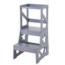 VEVOR Todder Tower, 150LBS Loading Capacity Children Step Stool, Natural Pine Wood Toddler Standing Tower with Safety Rail, Toddler Step Stool Helper for Bedroom Bathroom Kitchen Counter