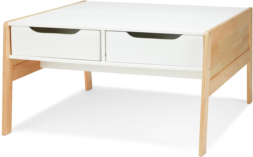 Melissa & Doug Wooden Art & Kids Activity Table with Storage Bins - White