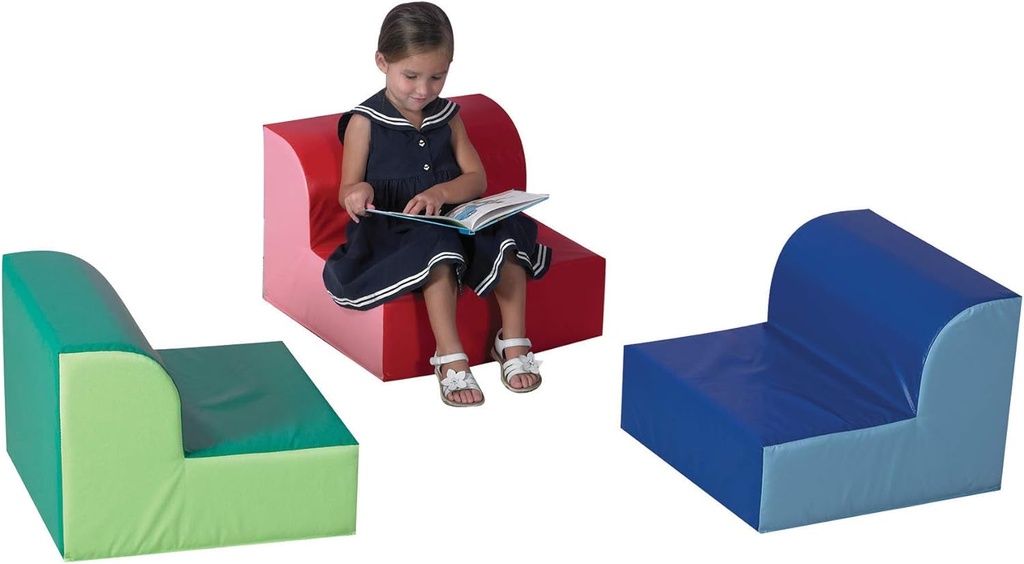 Children'S Factory Library Trio Cozy Kids Chairs, Toddler Flexible Seating Classroom Furniture for Preschool or Daycare, 3-Pack