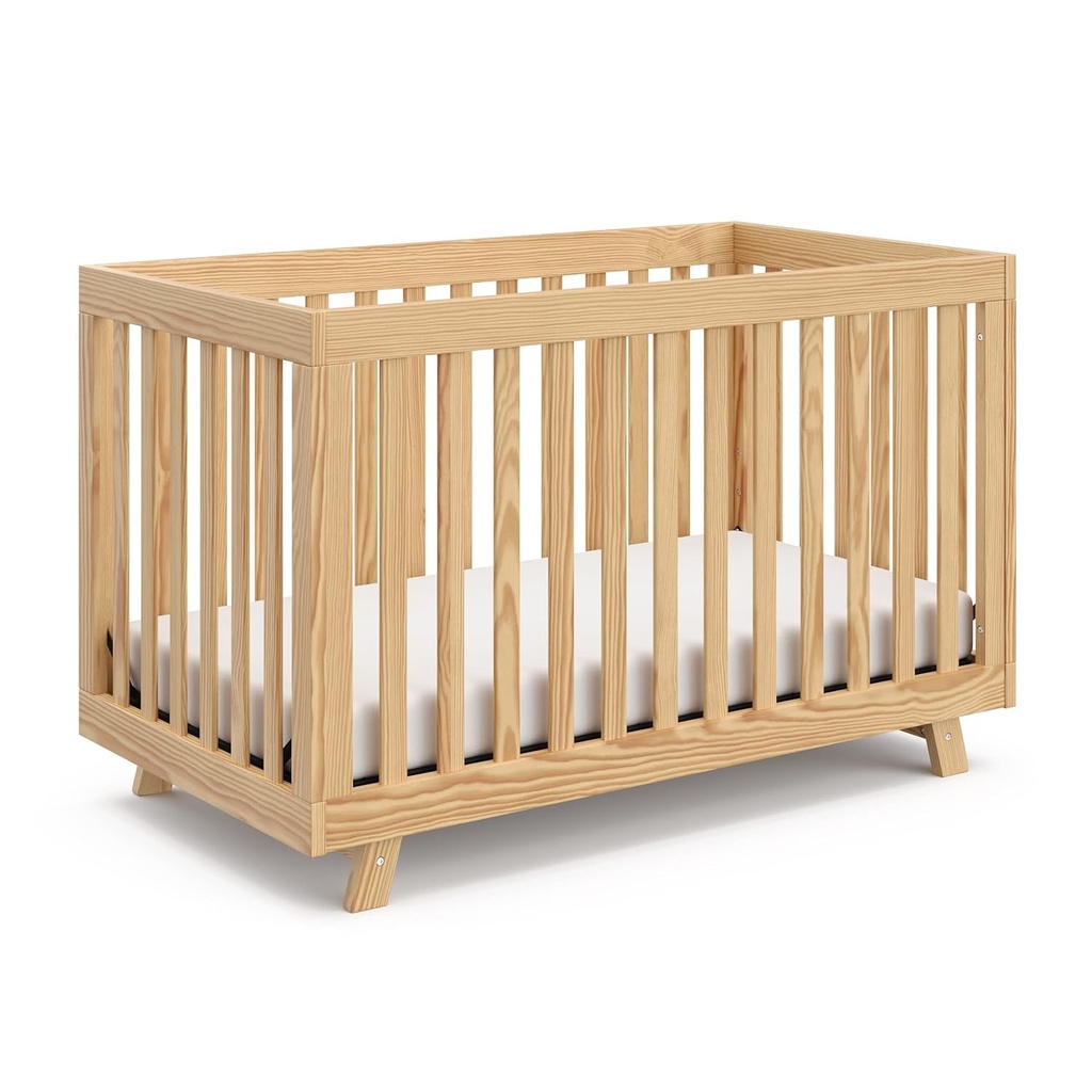 Storkcraft Beckett 3-In-1 Convertible Crib (Natural) – Converts from Baby Crib to Toddler Bed and Daybed, Fits Standard Full-Size Crib Mattress, Adjustable Mattress Support Base