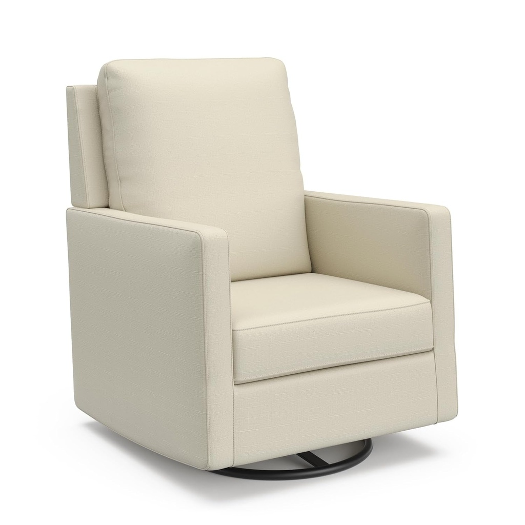 Storkcraft Calabasas Small Spaces Swivel Glider Nursery Chair (Pearl) – Glider Chair for Nursery, Conveniently Compact Size, Baby Nursery Chair Designed for Smaller Nurseries and Bedrooms