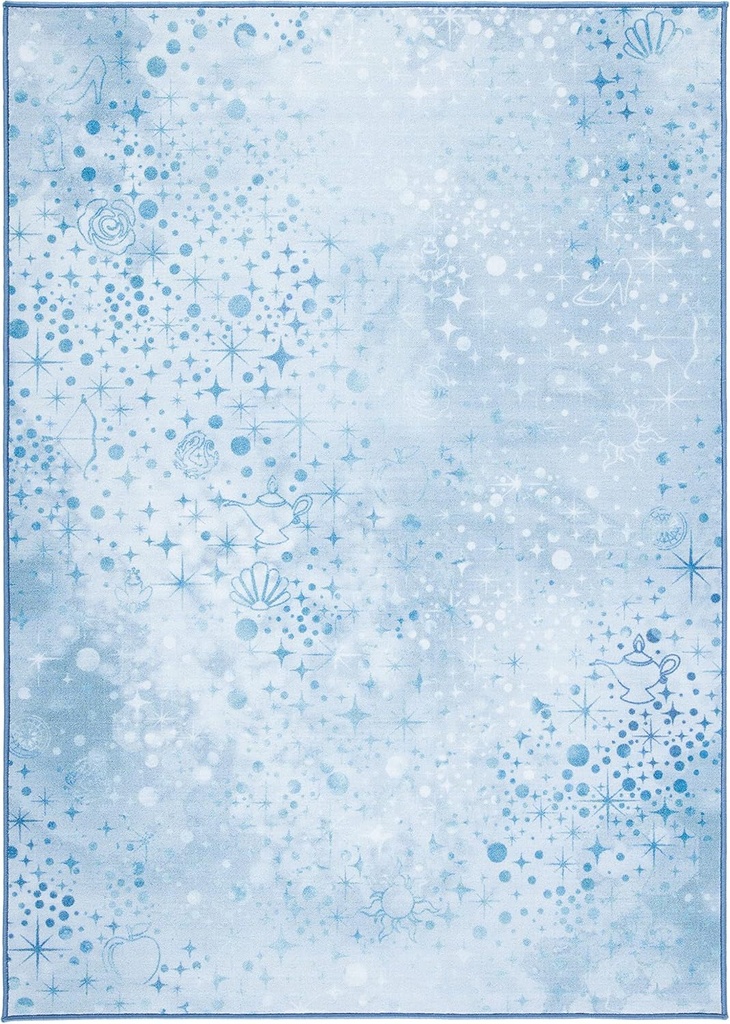 SAFAVIEH Disney Princess Collection Machine Washable Slip Resistant 6' 7" X 9' Light Blue/Blue Iconic Kids Bedroom Nursery Playroom Area Rug