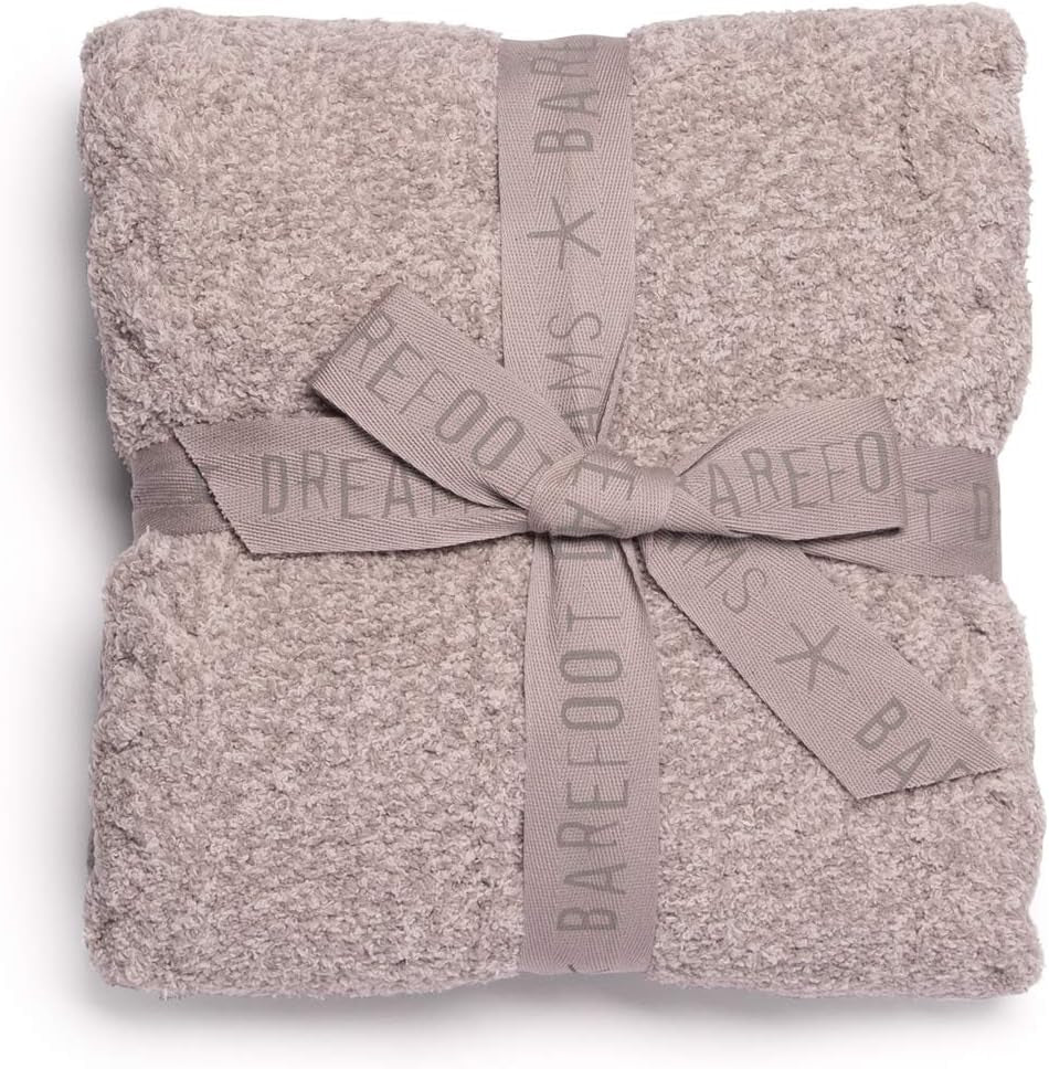 Barefoot Dreams Cozychic Heathered Cable Baby Blanket, Receiving Blanket, Newborn Fuzzy Blanket Toddler Infant Unisex Throw-30”X32”, Dove Gray
