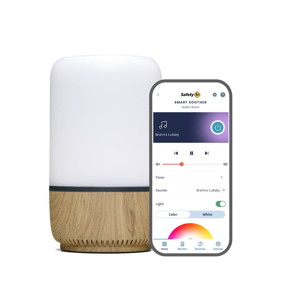Safety 1St Connected Smart Soother — Light & Sound Machine, Night Light, Includes 20 Classic Lullabies and Soothing Sounds, Timer, Wi-Fi and Button Controlled, Ios and Android Compatible