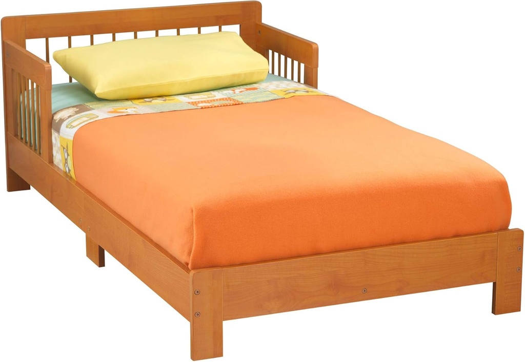 Kidkraft Houston Wooden Toddler Bed with Side Rails and Spindle Headboard - Honey, Gift for Ages 15 Mo+