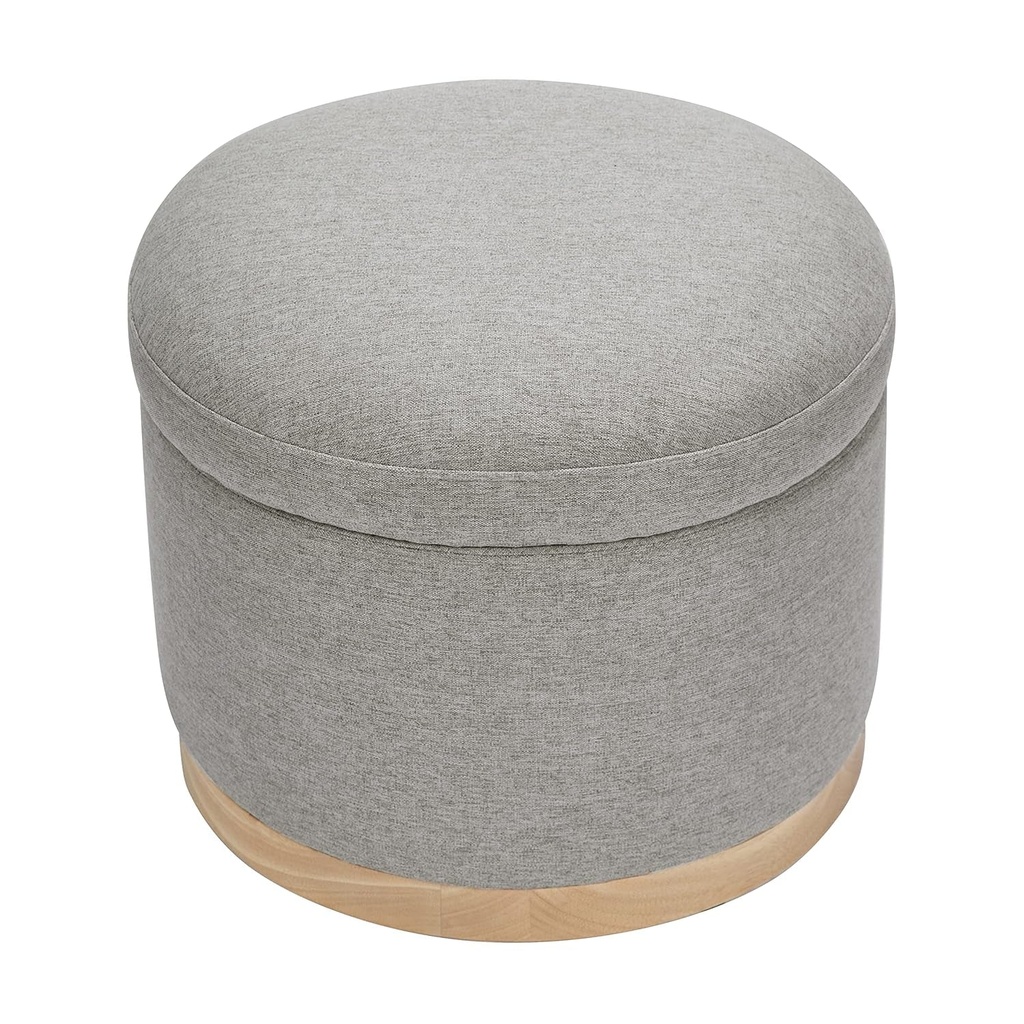 Babyletto Naka Storage Ottoman in Performance Grey Eco-Weave with Light Wood Base, Water Repellent & Stain Resistant, Greenguard Gold and Certipur-Us Certified