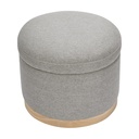 Babyletto Naka Storage Ottoman in Performance Grey Eco-Weave with Light Wood Base, Water Repellent & Stain Resistant, Greenguard Gold and Certipur-Us Certified