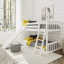 Max & Lily Twin over Twin Low Bunk with Slide and Ladder, Wooden Bunk Beds with 14” Safety Guardrail for Kids, Toddlers, Boys, Girls, Teens, Bedroom Furniture, White