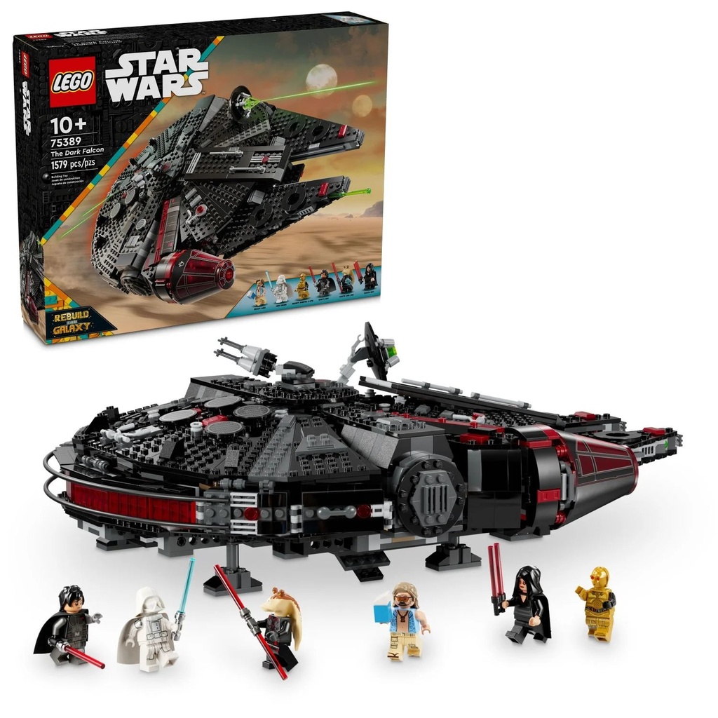 LEGO Star Wars the Dark Falcon Building Set, Star Wars Toy with 8 Minifigures, Birthday Gift for Kids, 75389