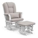 Storkcraft Tuscany Custom Glider and Ottoman with Free Lumbar Pillow (White/Taupe Swirl) - Cleanable Upholstered Comfort Rocking Nursery Chair with Ottoman