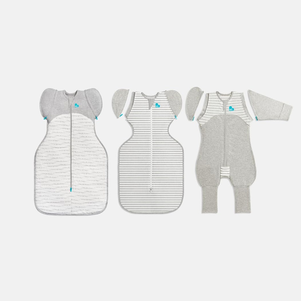Love to Dream Swaddle up Transition Bag Starter Pack, Patented Zip-Off Wings, Gently Help Baby Safely Transition from Being Swaddled, Grey, Large