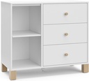 Storkcraft California 3 Drawer Combo Dresser (White with Driftwood) – GREENGUARD Gold Certified, Interlocking Drawer System, Pre-Installed Drawer Tracks for Easier Assembly, Spacious Cabinet