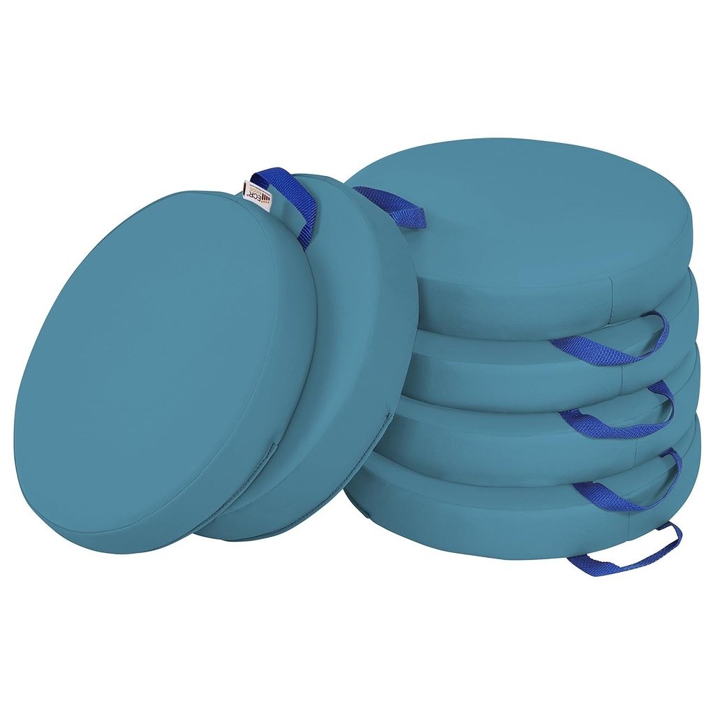 Ecr4Kids Softzone Floor Cushions, Round, Flexible Seating, Turquoise, 6-Piece