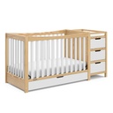 Graco Remi Crib & Mattress Nursery Essentials Pack (Natural & White) – GREENGUARD Gold Certified Baby Crib & Crib Mattress, Cribs with Mattress Included, Convertible Crib, Baby Mattresses for Crib