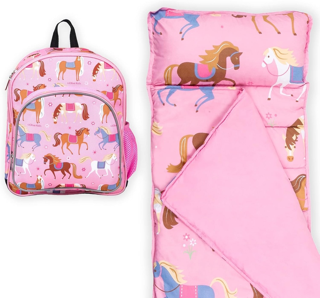 Wildkin 12 Inch Backpack Bundle with Microfiber Nap Mat (Horses)