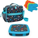 Bentgo Prints Insulated Lunch Bag Set with Kids Bento-Style Lunch Box and 4 Reusable Ice Packs (Dinosaur)