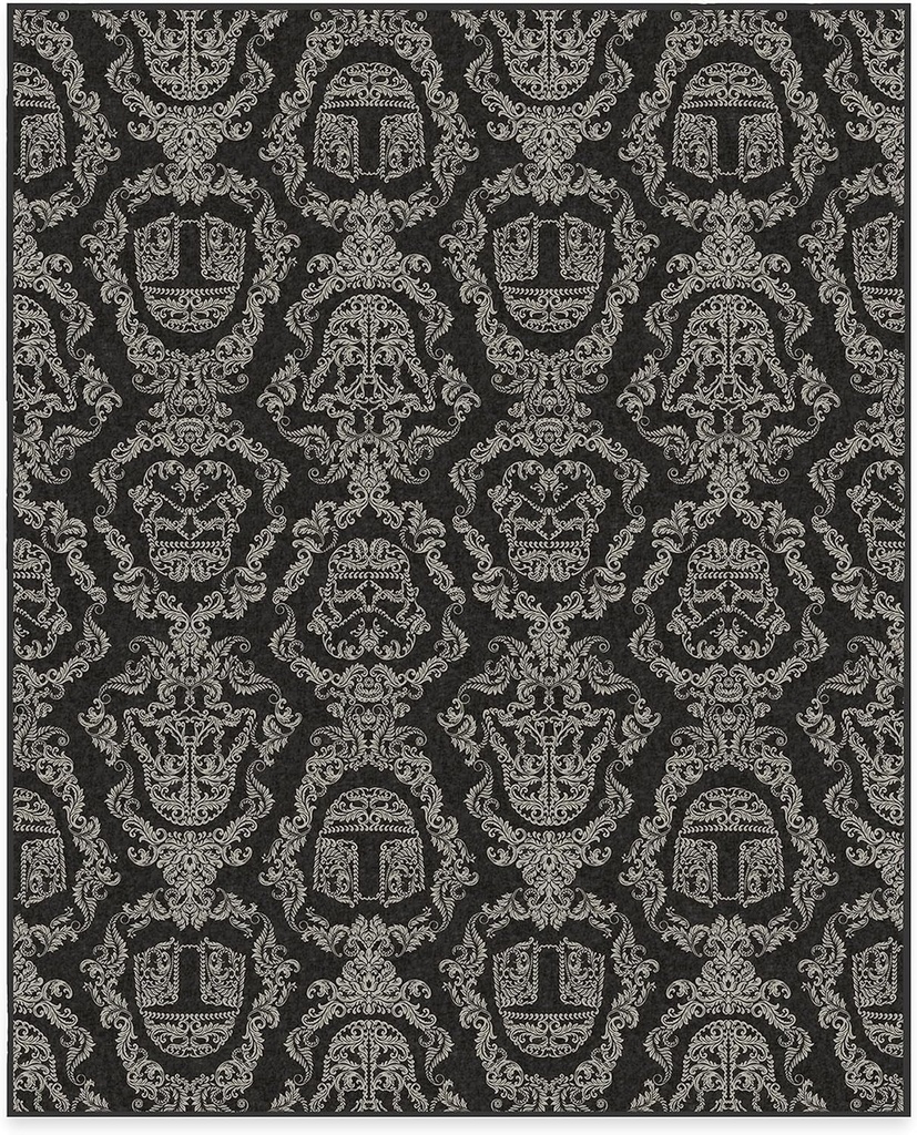 RUGGABLE Star Wars Washable Rug - Stain & Water Resistant Area Rug for Living Room, Bedroom, Kitchen & Dorm Room - Durable, Child & Pet Friendly - Dark Side Damask Black 8'X10' (Standard Pad)