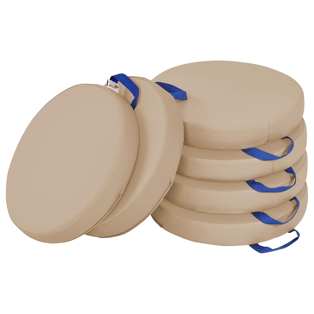 Ecr4Kids Softzone Floor Cushions, Round, Flexible Seating, Sand, 6-Piece