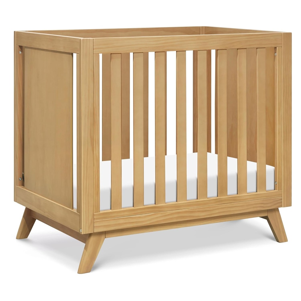 Davinci Otto 3-In-1 Convertible Mini Crib with 4" Mattress in Honey, GREENGUARD Gold Certified
