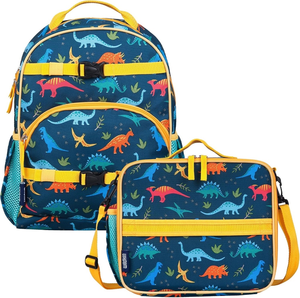 Wildkin ECO Rpet Next Gen 15-Inch Backpack and Lunch Box Bundle: Ideal School & Travel Set for Your Little One - Jurassic Dinosaurs