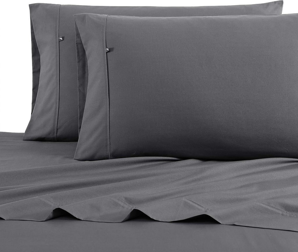 Nautica - King Sheet Set, Cotton Percale Bedding Set, Crisp & Cool, Lightweight & Breathable (Whale Grey, King)