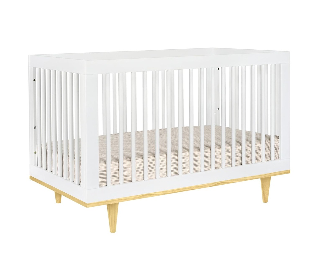 Davinci Marley 3-In-1 Convertible Crib in White Finish and Natural Legs, Greenguard Gold Certified