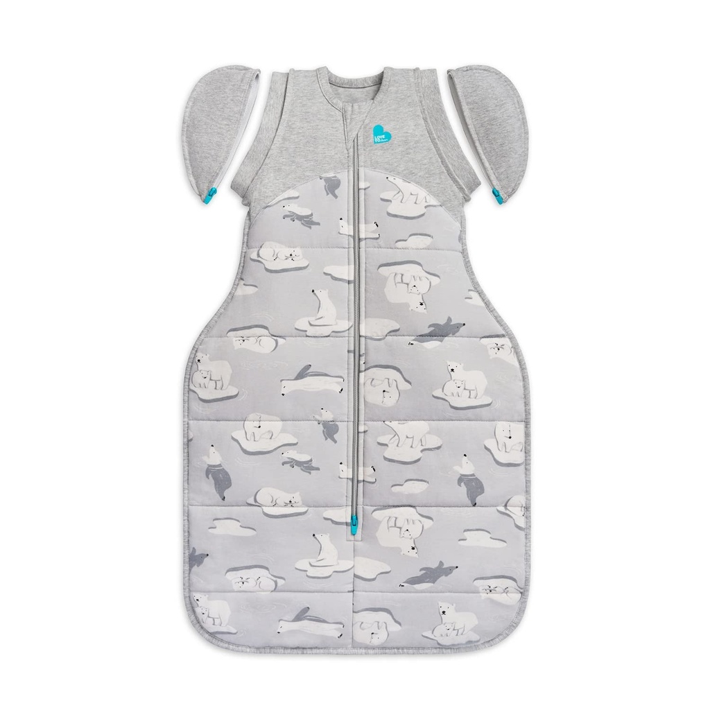 Love to Dream Swaddle up Transition Bag Extra Warm 3.5 TOG, Grey, Large, 19-24 Lbs, Patented Zip-Off Wings, Gently Help Baby Safely Transition from Being Swaddled to Arms Free before Rolling Over