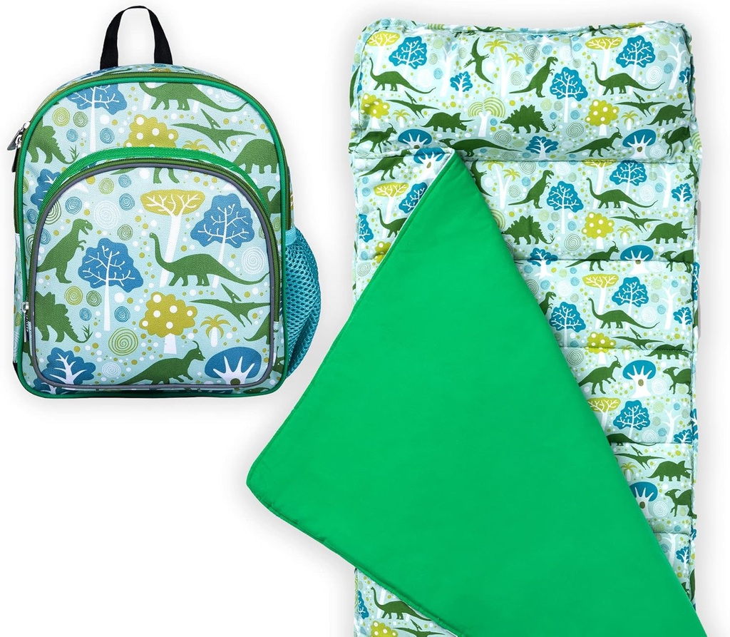 Wildkin 12 Inch Backpack Bundle with Original Nap Mat (Dinomite Dinosaurs)