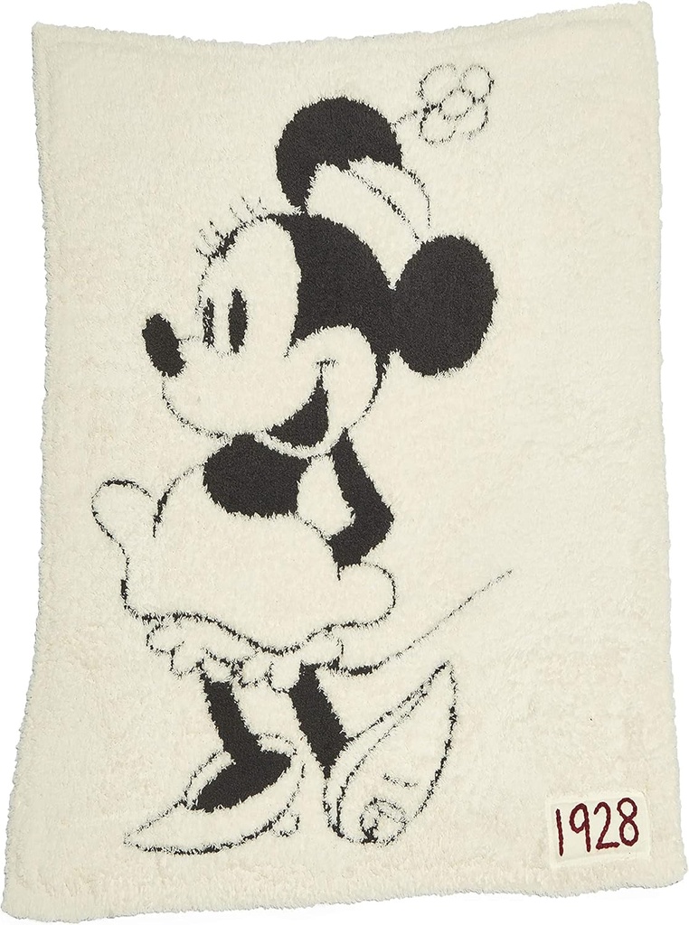 Barefoot Dreams Cozychic Unisex Classic Minnie Mouse Baby Blanket Disney Series-Cream/Carbon